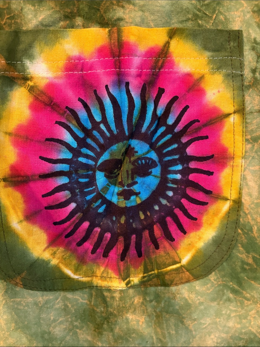 Rising International Green Tie-Dye Wideleg Overalls - NWT M - Hippie, Granola - Picture 4 of 12